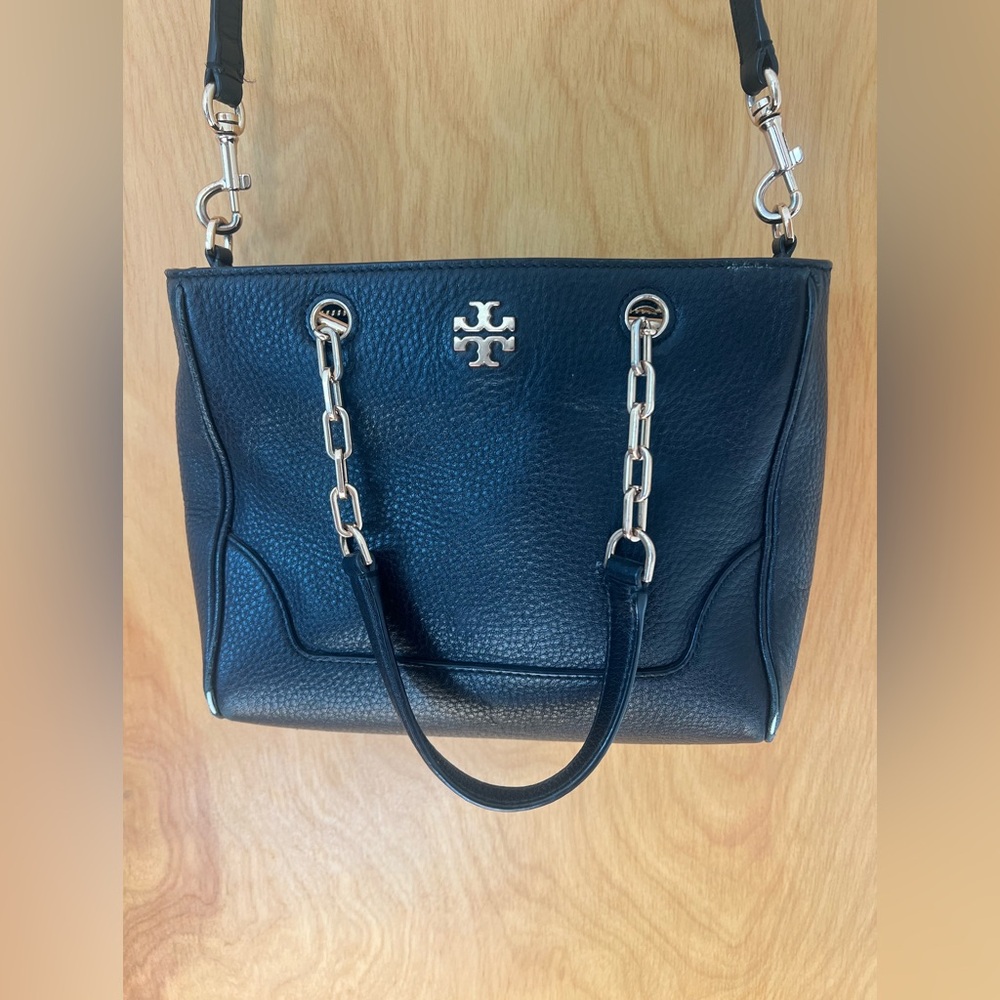 Tory Burch Black Pebbled Leather Shoulder Bag